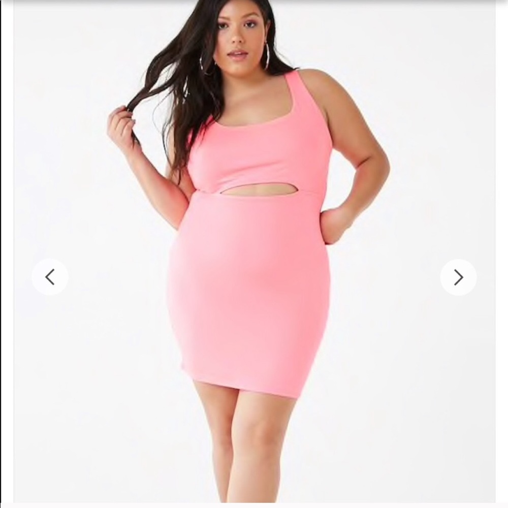 Forever 21 plus size neon pink cut out mini dress